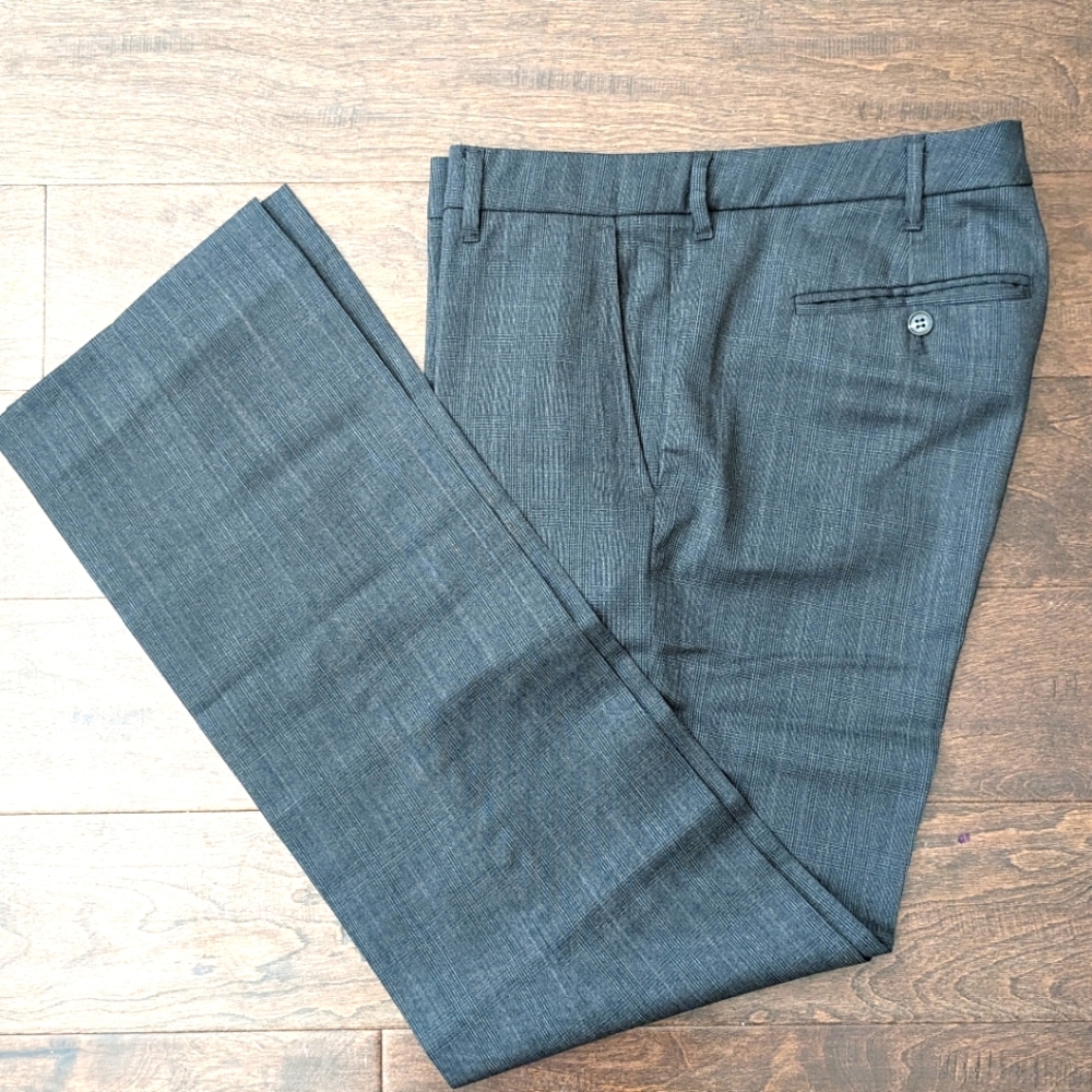Charcoal Glen Check wool dress pants